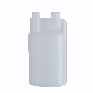 02.09.110 Doseerfles plat 1 L. met 2 bekken tot 50 ml.  02.09.110